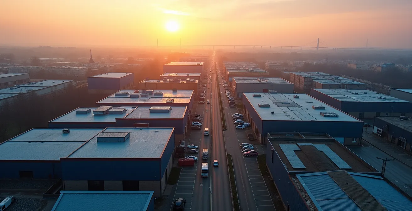 Carte thermique montrant la densité industrielle de Montréal et les zones périphériques avec disponibilité