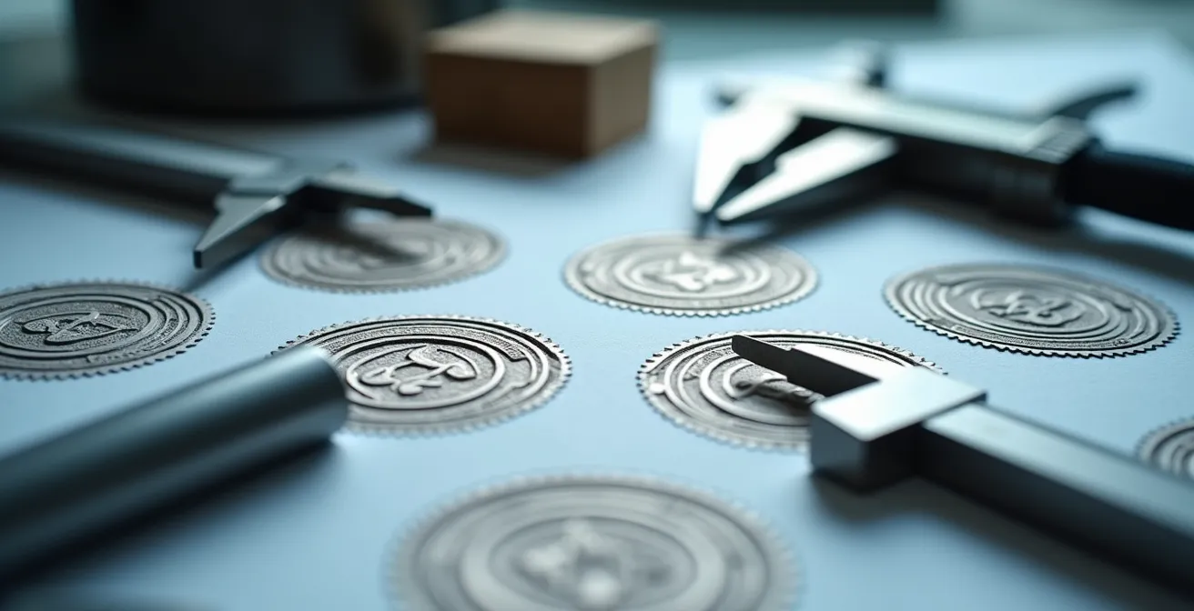 Détail macro de documents qualité avec tampons officiels