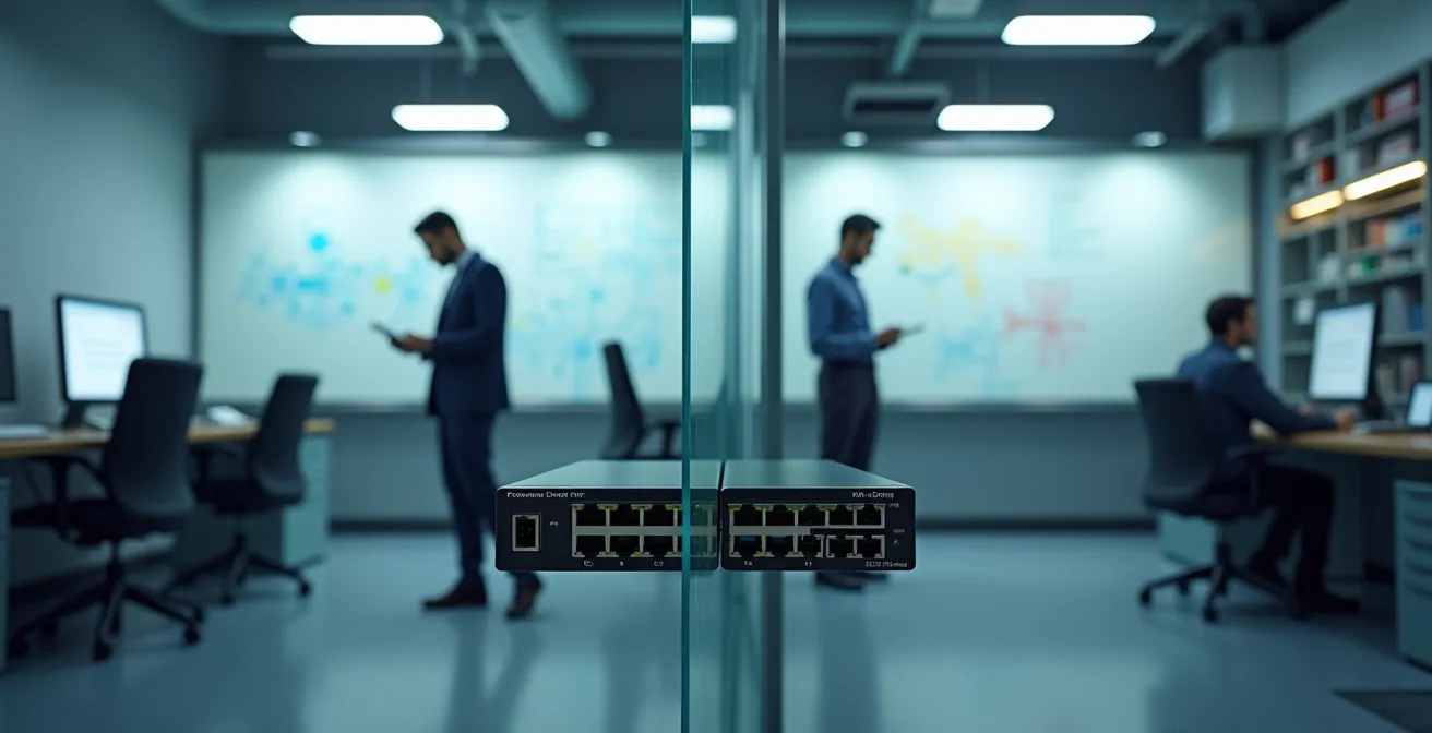 Architecture de segmentation réseau montrant la séparation physique entre zones IT et OT avec pare-feu industriel