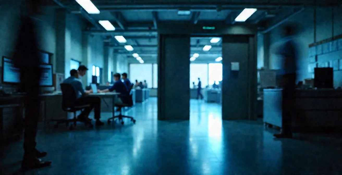 Zone d'accès contrôlé dans une installation aérospatiale avec systèmes de sécurité