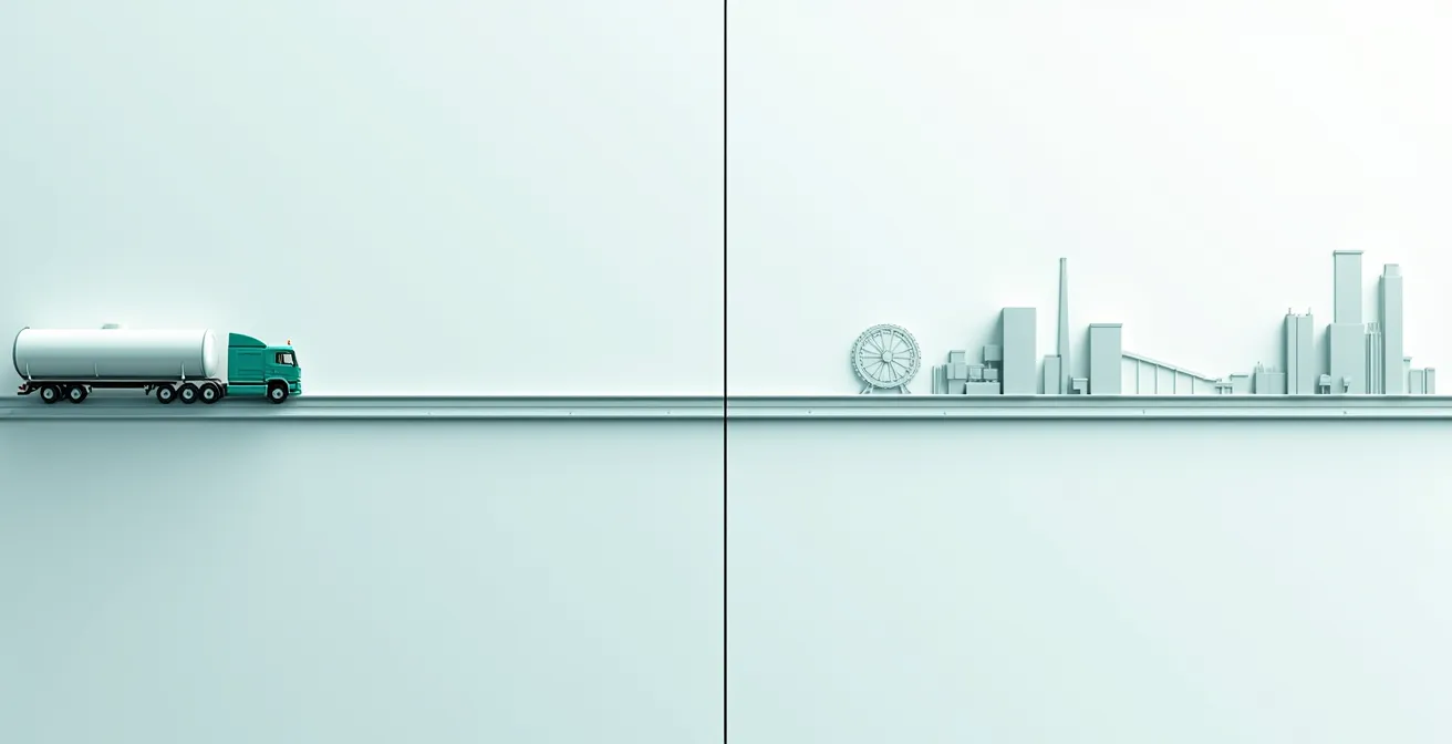 Schéma visuel montrant deux circuits de valorisation des matières avec camions et installations industrielles