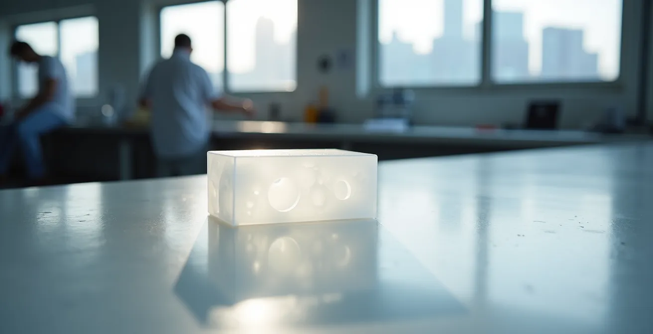 Pièce industrielle montrant les angles de dépouille et l'épaisseur de paroi constante nécessaires au moulage