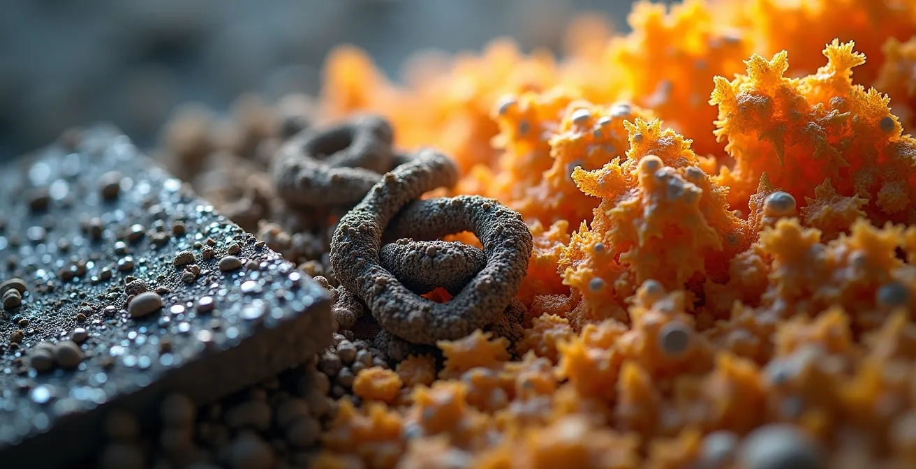 Gros plan sur des matériaux industriels montrant différentes textures et possibilités de réutilisation