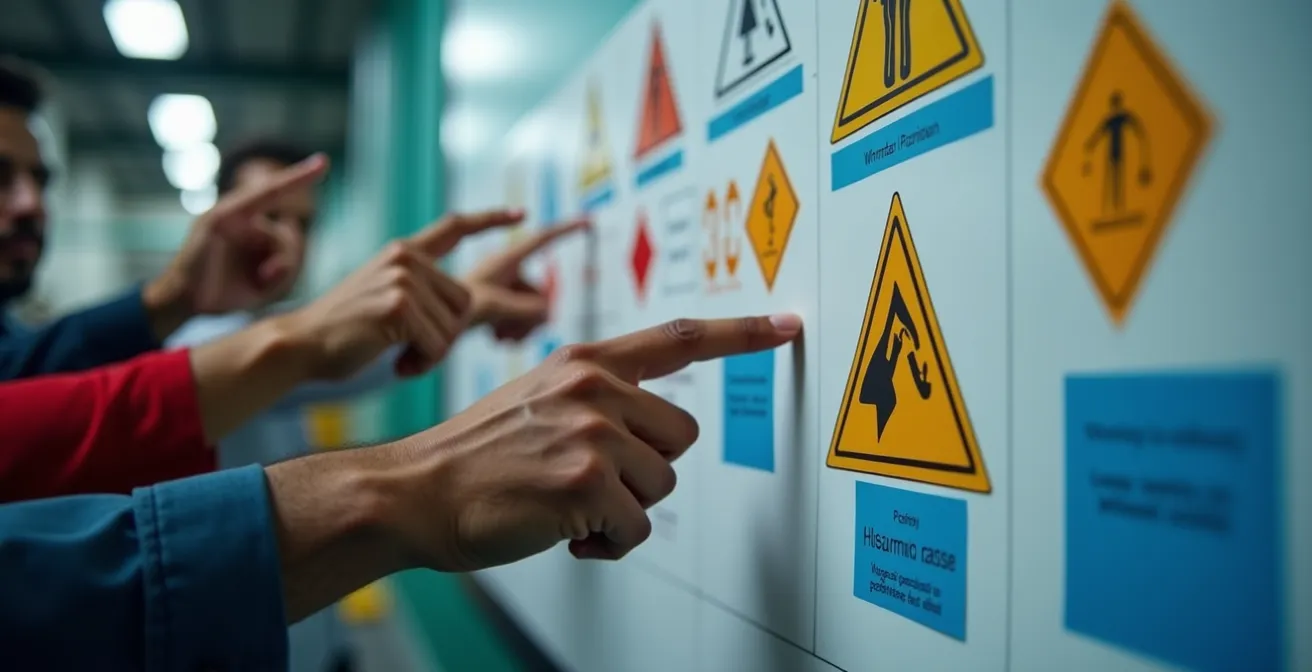 Formation visuelle multilingue sur la sécurité chimique avec pictogrammes et gestes universels