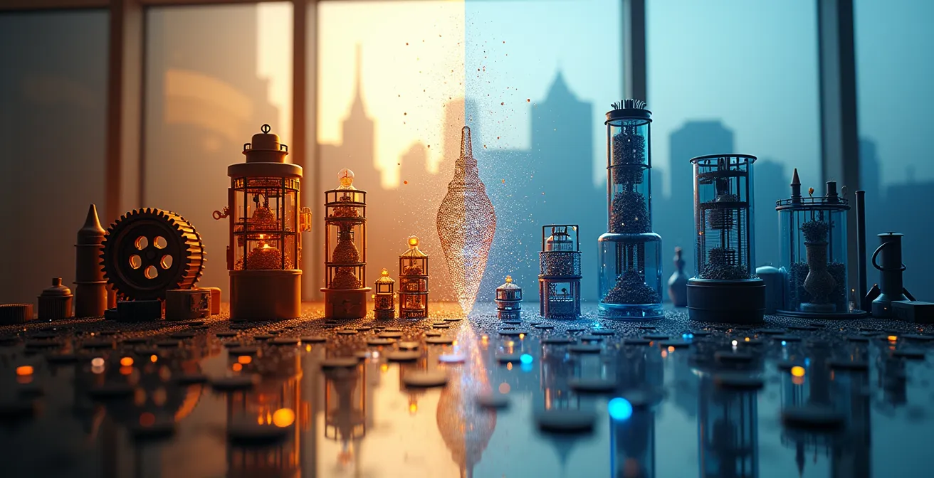 Vue aérienne du quartier de l'innovation de Montréal montrant les bâtiments des incubateurs