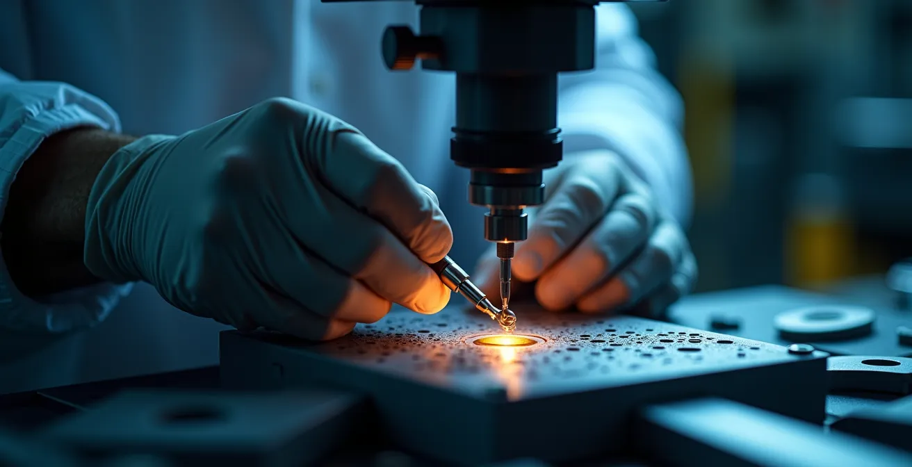 Poste d'inspection qualité avec éclairage optimal dans l'industrie aérospatiale montréalaise