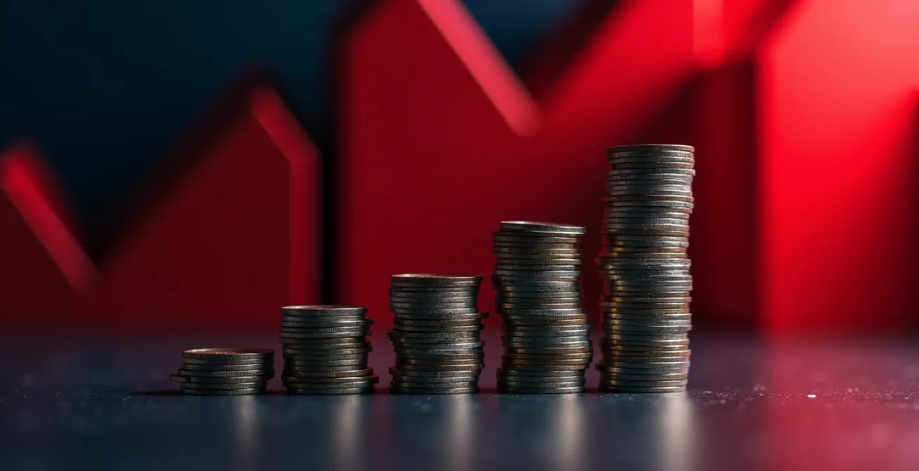 Graphique abstrait montrant l'évolution des cotisations CNESST sur quatre années suite à un accident